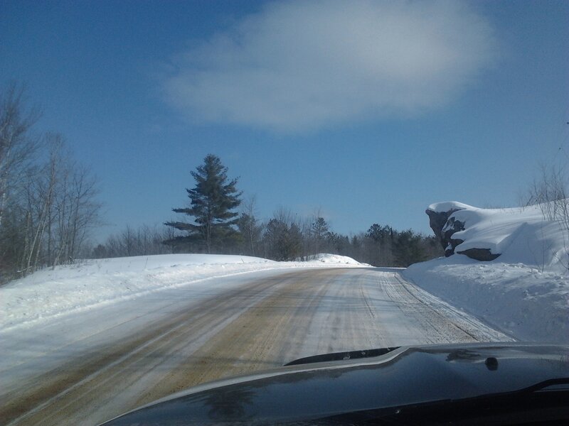 Car on Snowy Road — Blue, Cold, Winter, Photograph