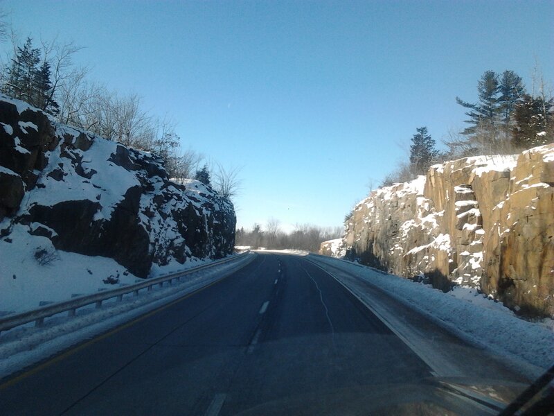 Car on Snowy Road — Blue, Cold, Winter