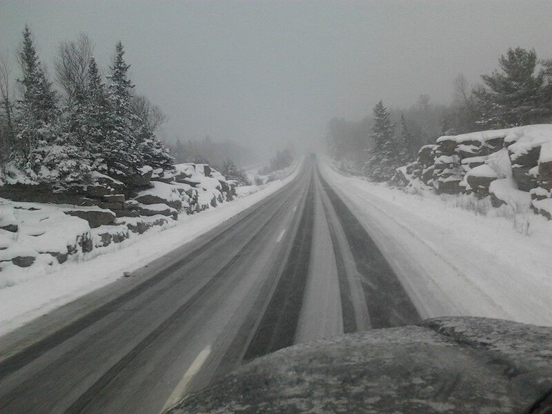 Car on Snowy Road — White, Cold, Winter, Photograph