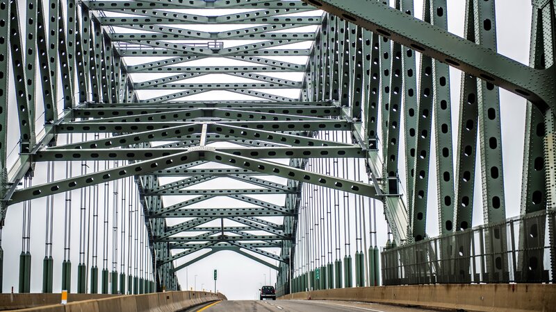 Car on Steel Bridge