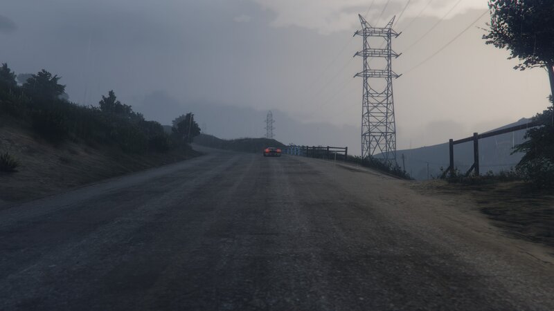 Car on Wet Road — Gray, Dreary
