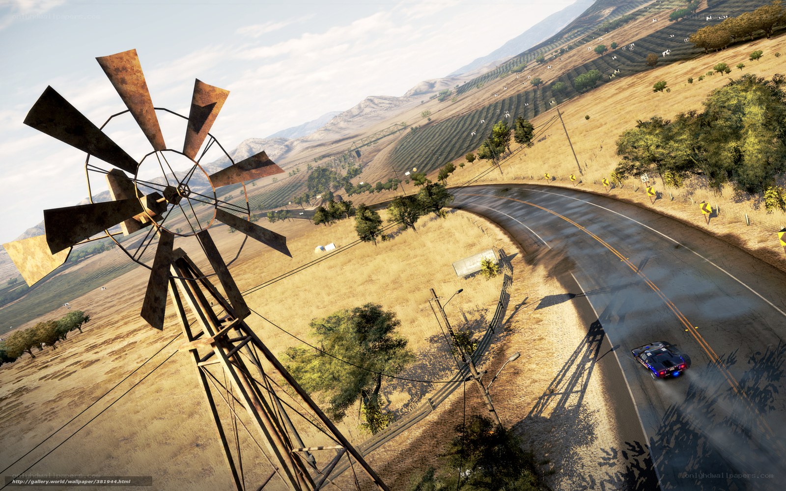 Car racing on rural road