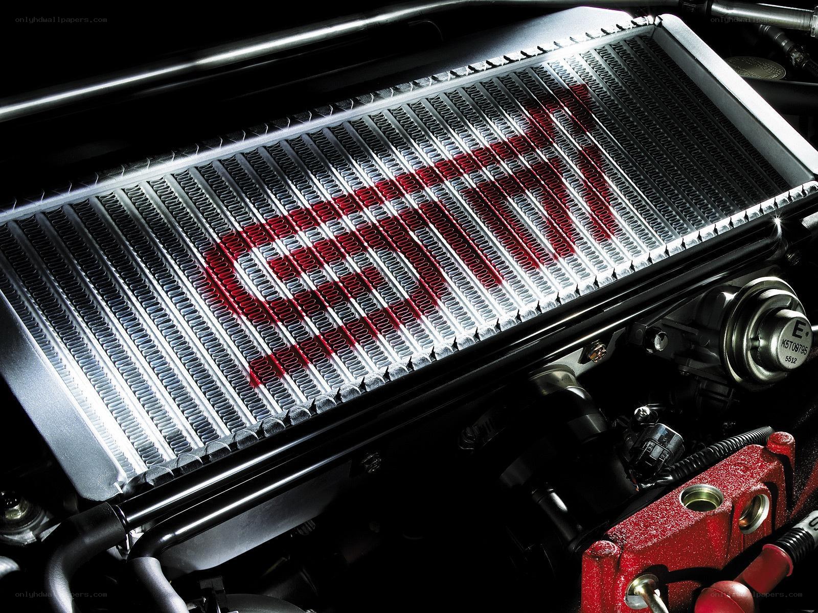 Car radiator with red coolant
