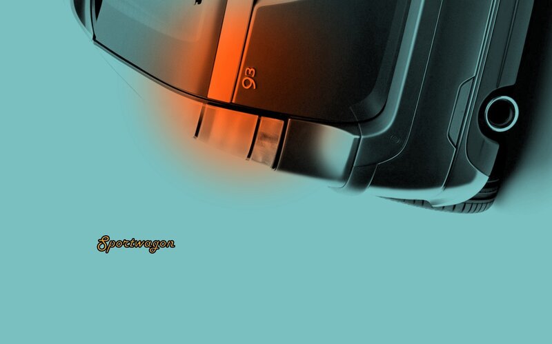 car rear view with sportwagon text