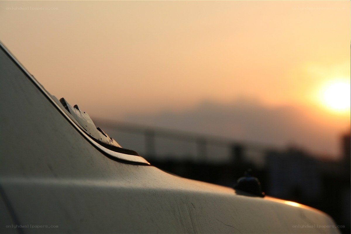 car roof at sunset