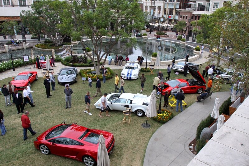 Car show in outdoor plaza