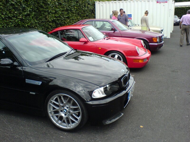 Car show with classic and modern vehicles