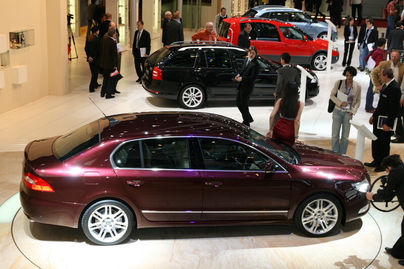 Car show with luxury sedans