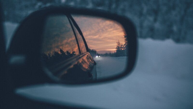 Car Side Mirror Reflection