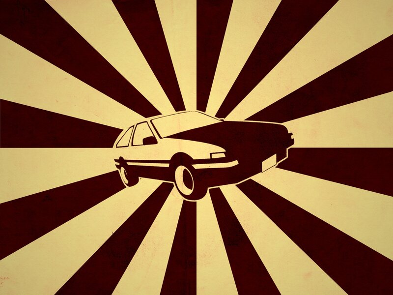 car silhouette on sunburst background