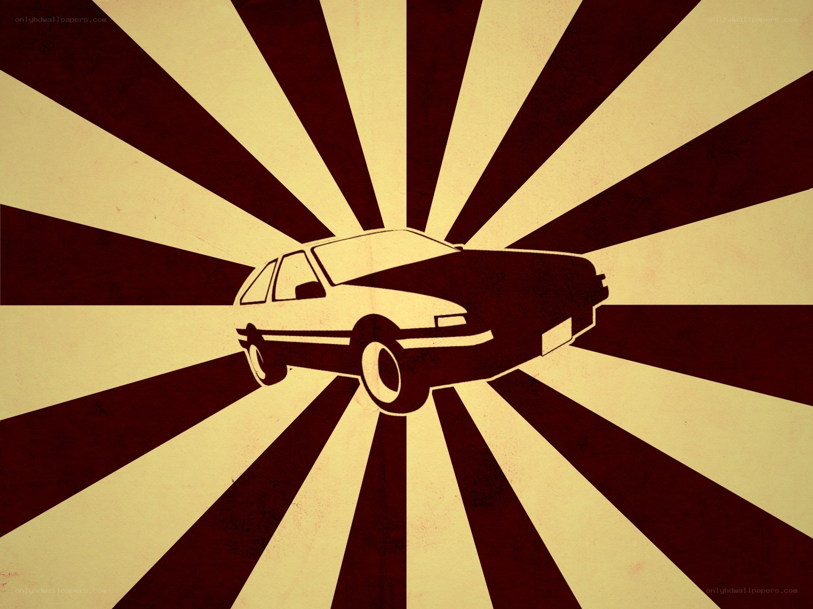 car silhouette on sunburst background