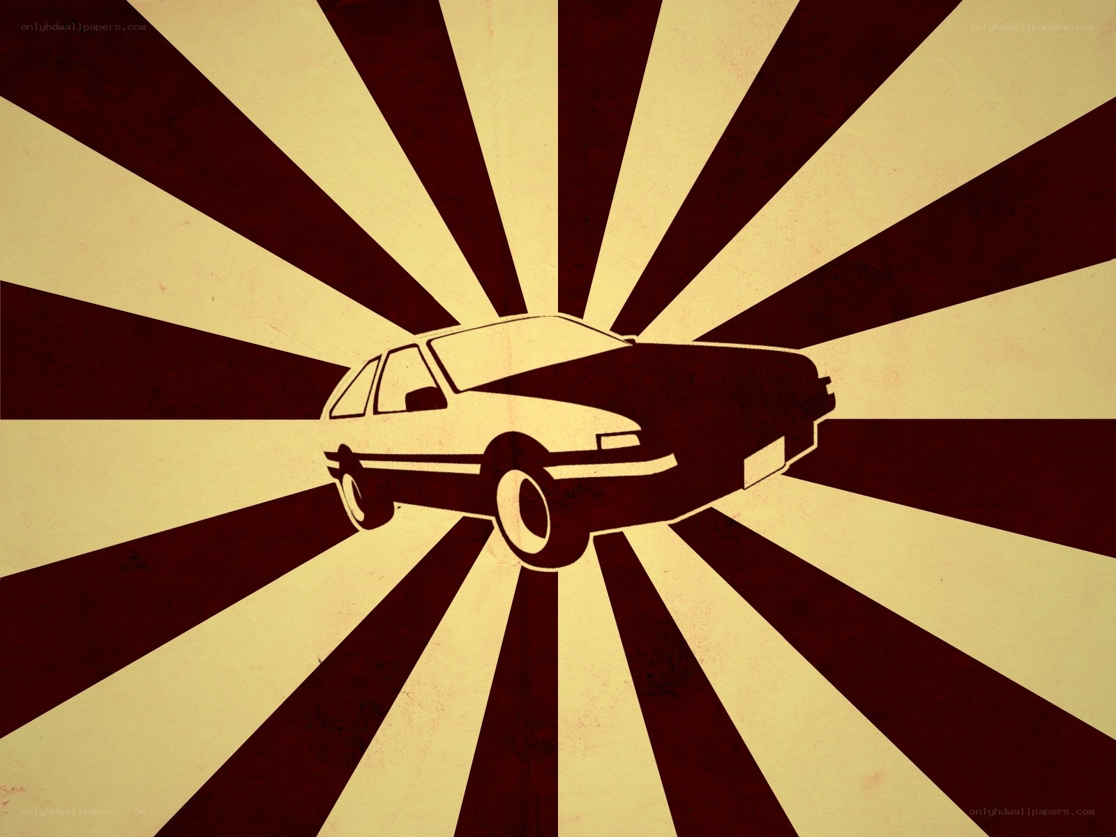 car silhouette on sunburst background