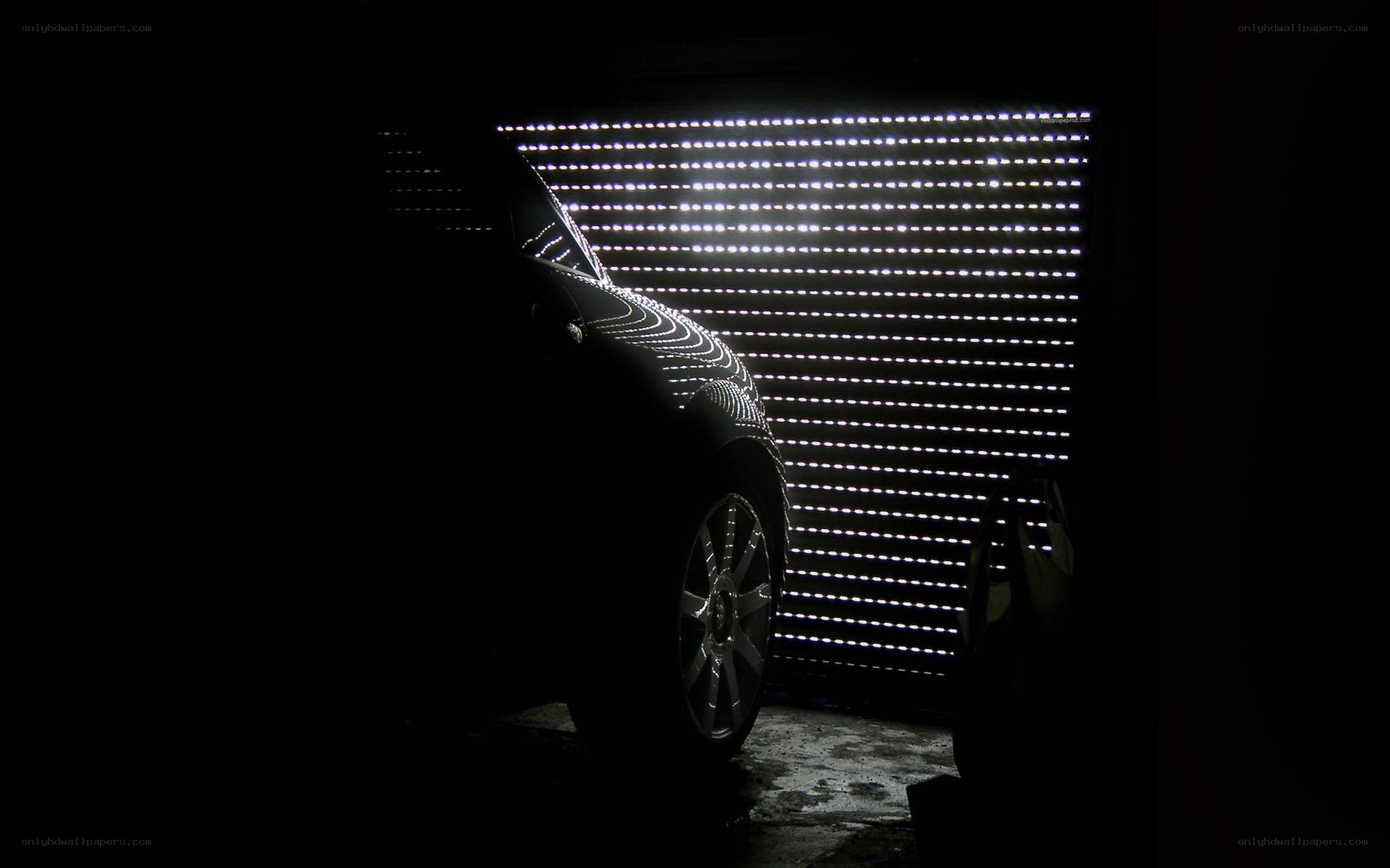 car silhouette with LED lights