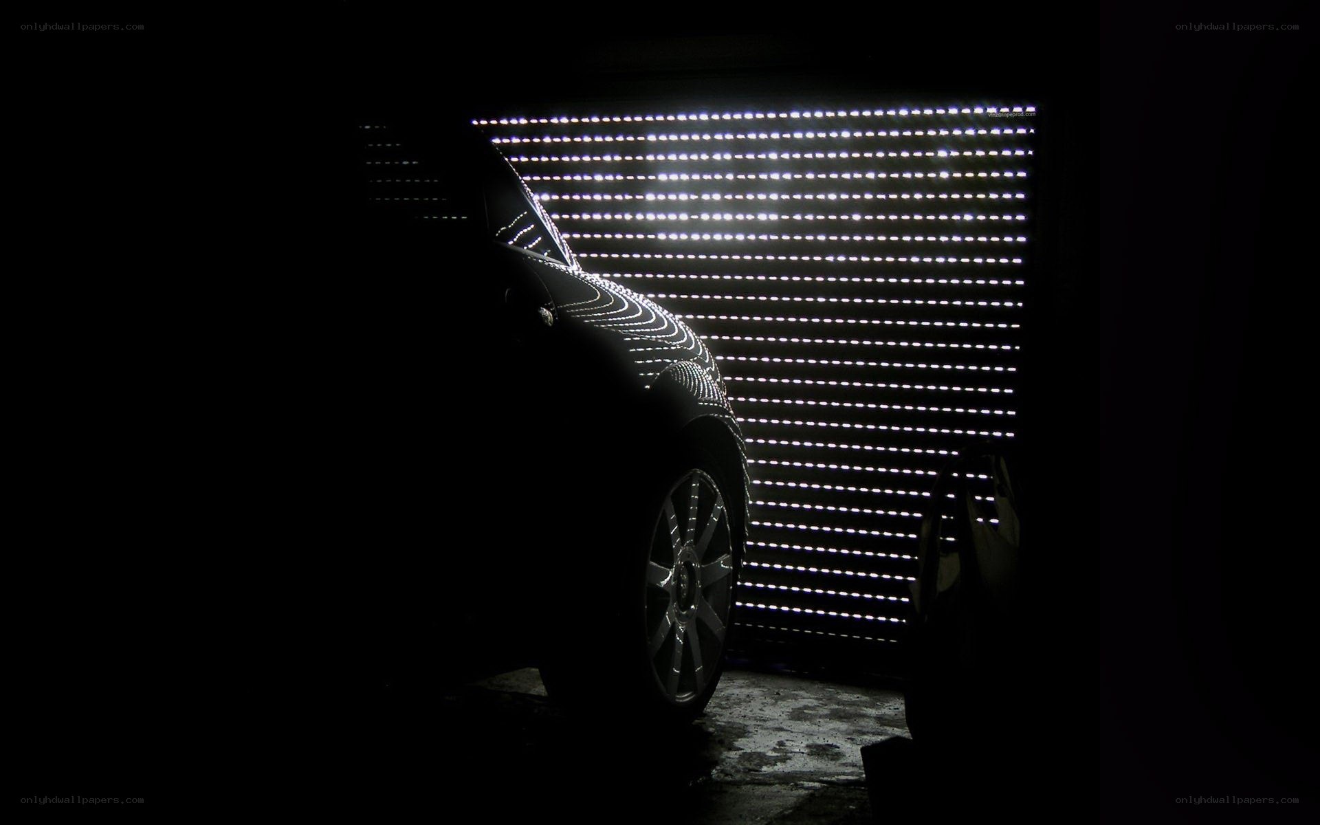 car silhouette with LED lights
