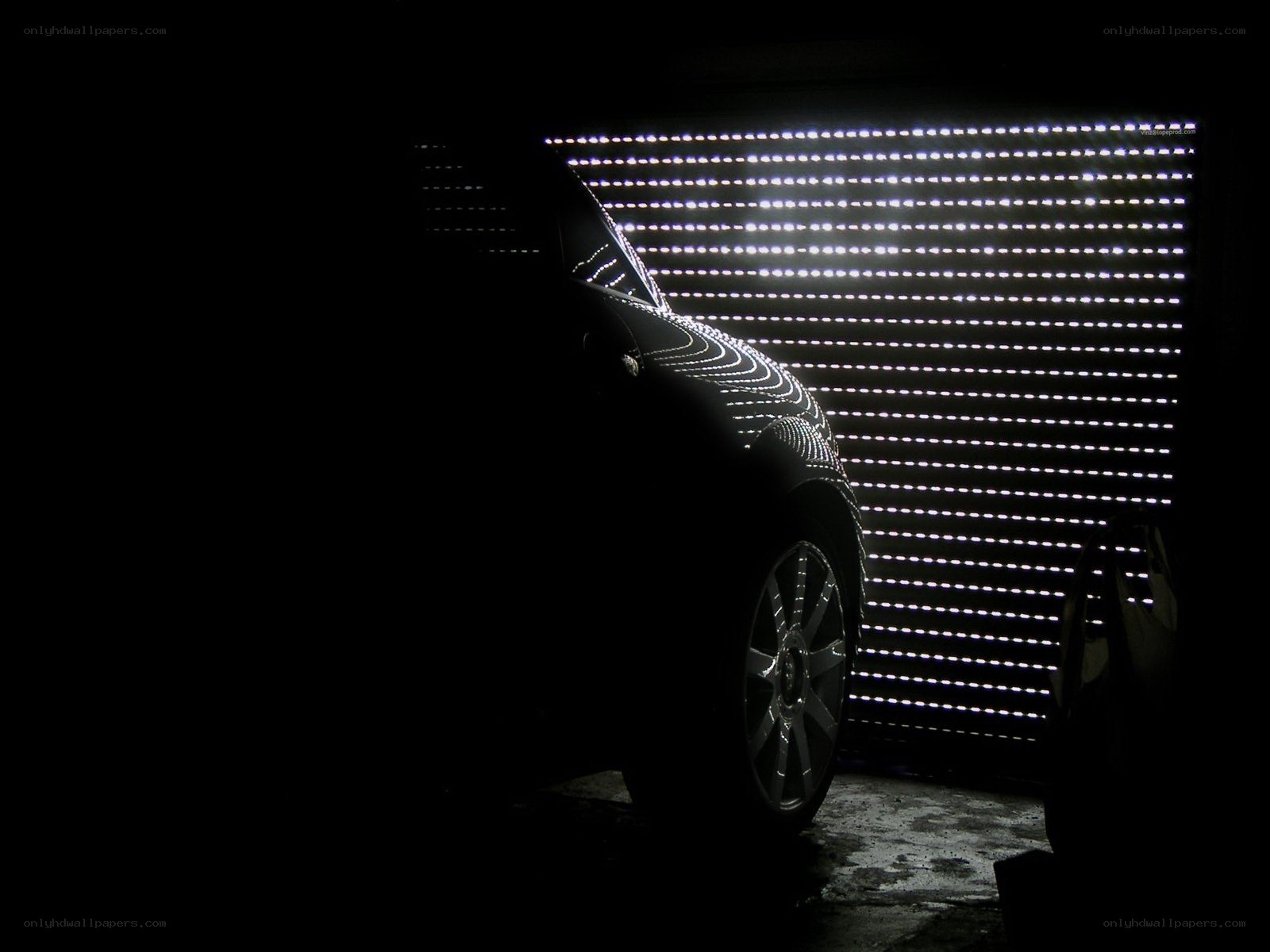 car silhouette with light grid