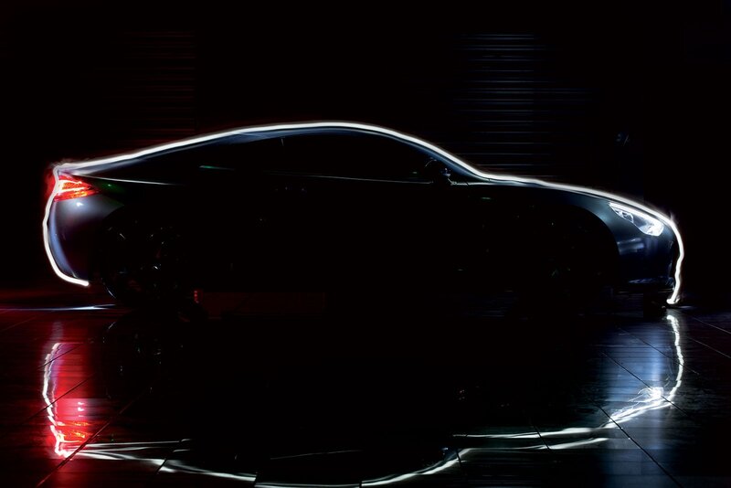 Car silhouette with light trails