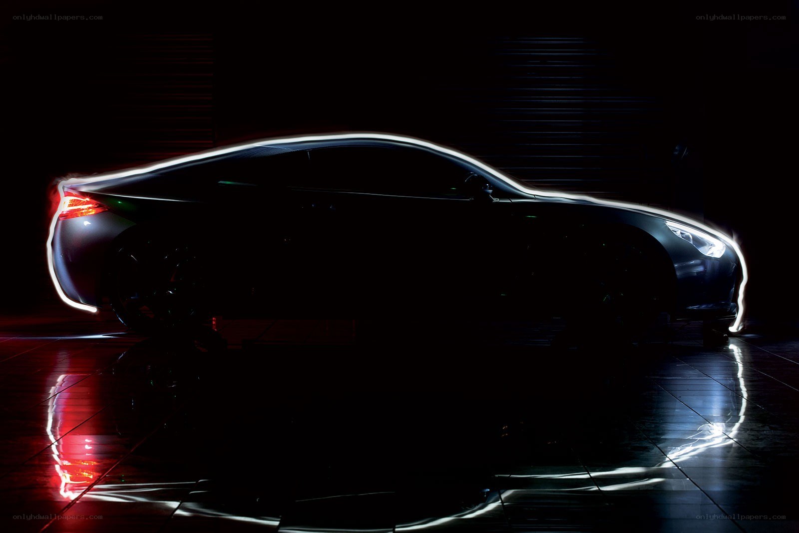 Car silhouette with light trails