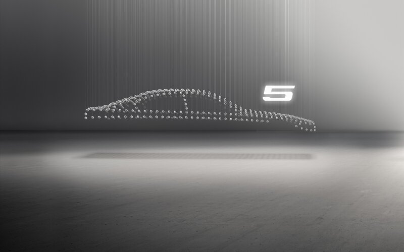 Car silhouette with number five