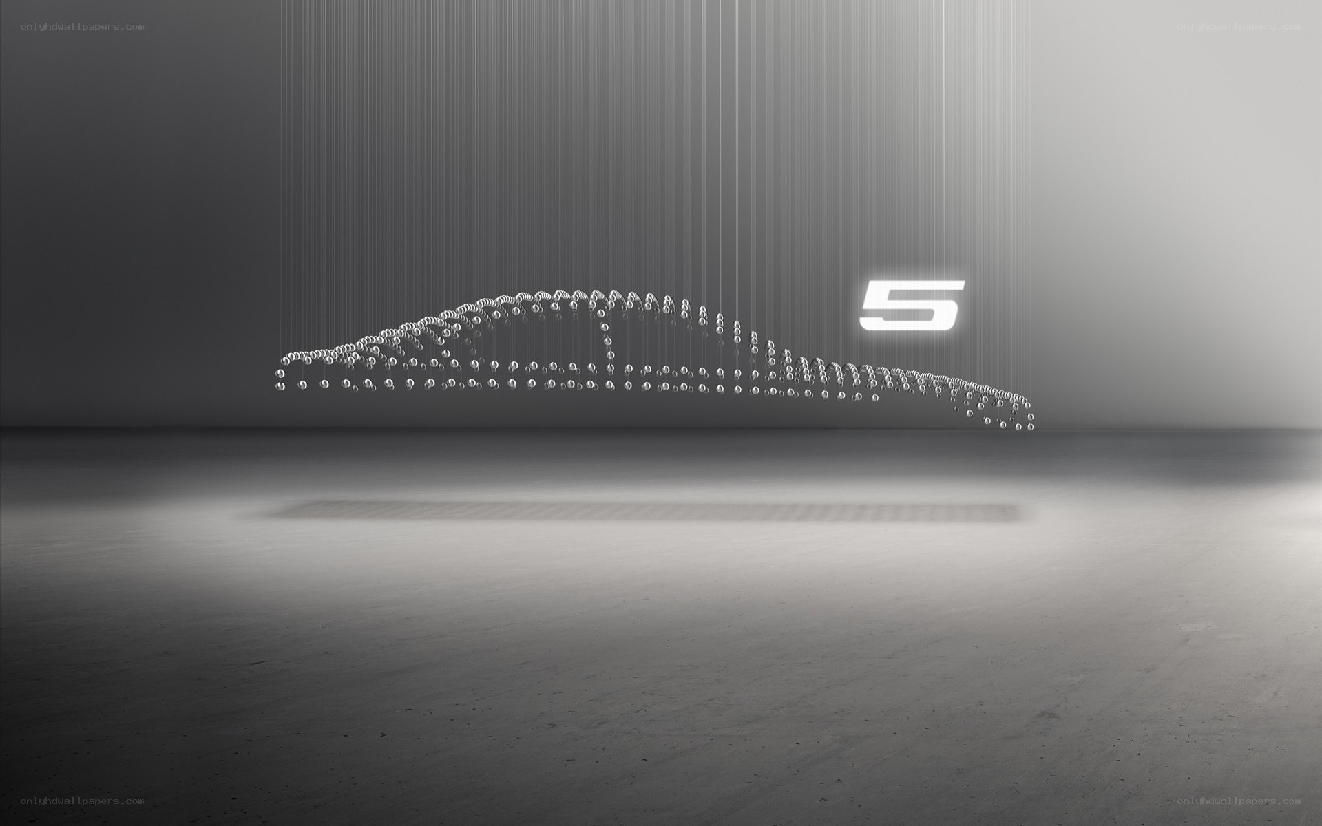 Car silhouette with number five