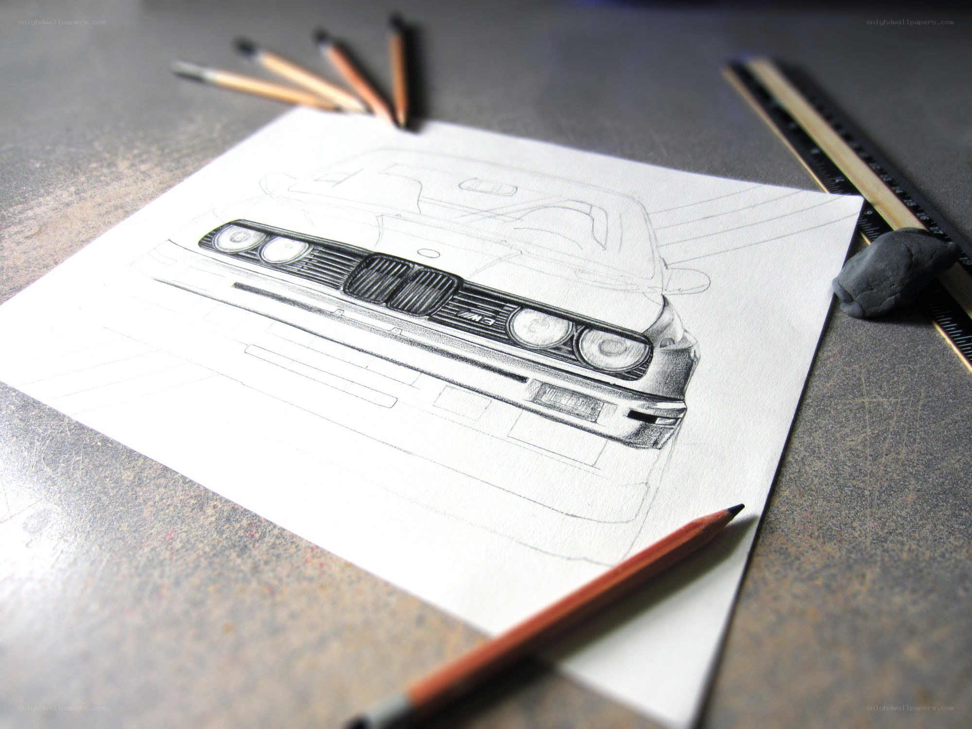 car sketch on paper