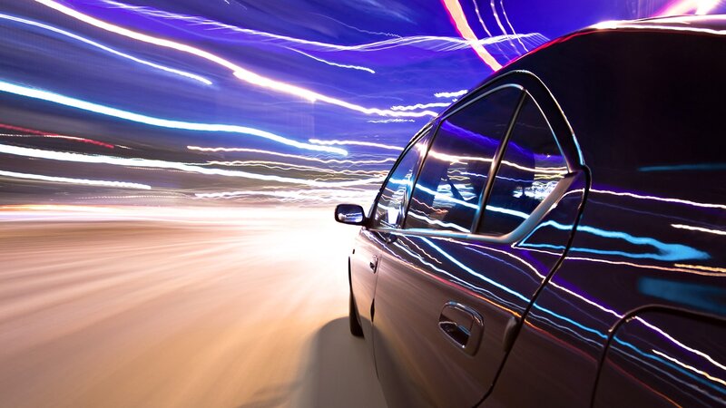 car speeding at night