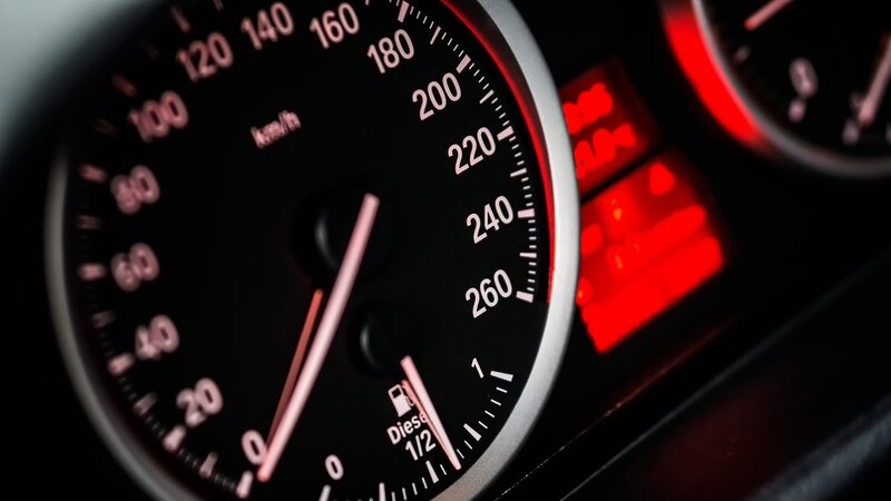 Car Speedometer Gauge — Black, Dramatic