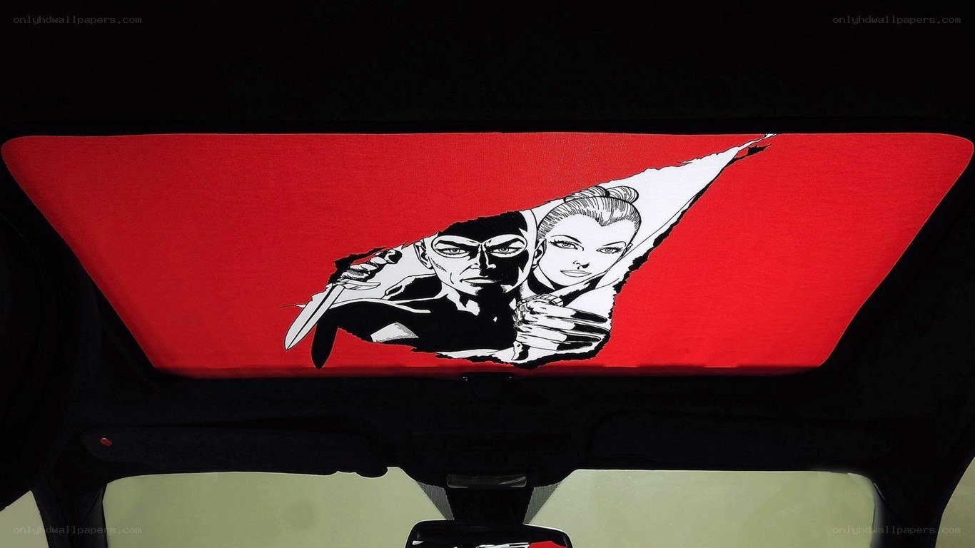 car sunshade with comic art