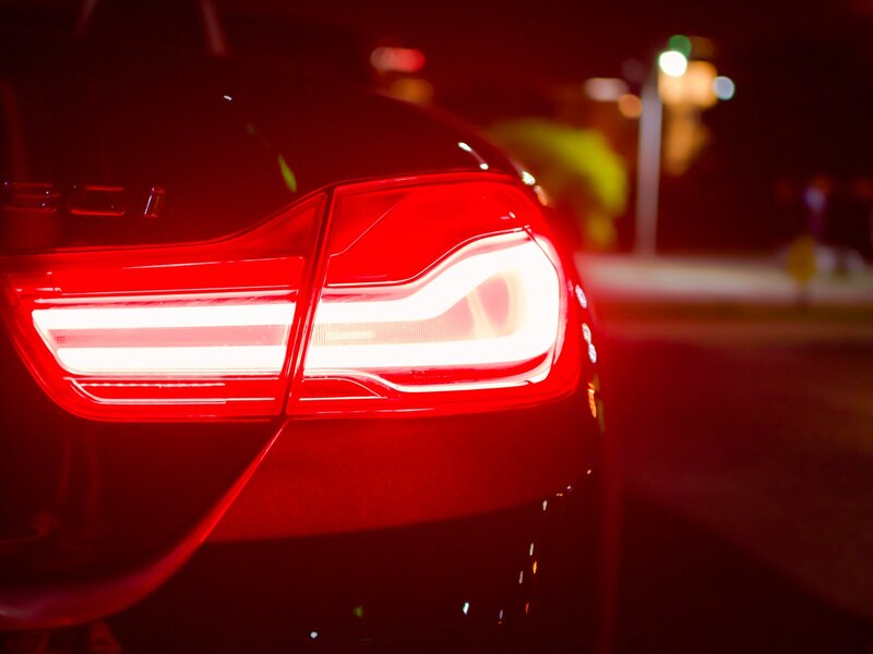 Car Taillight at Night — Red, Dark