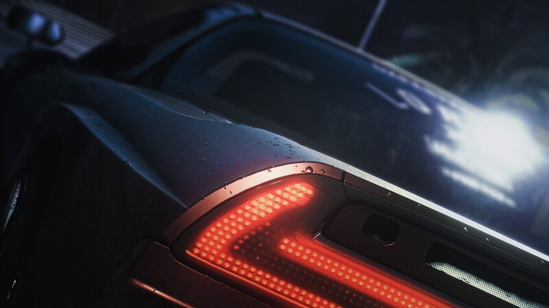 Car Taillight in Rain