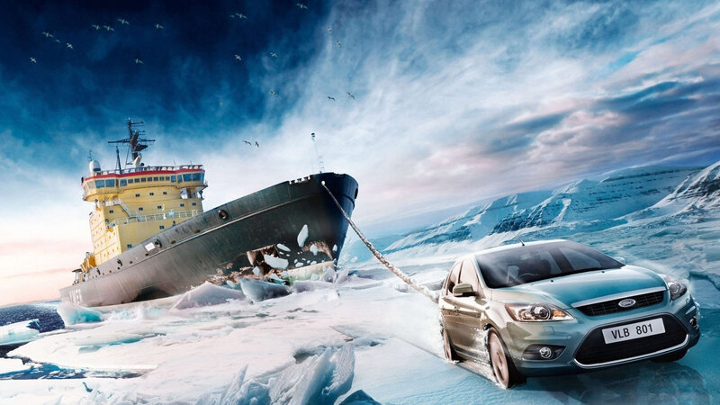 Car Towing Ship — Blue