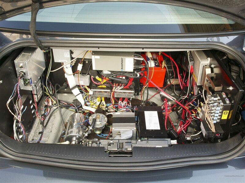car trunk with electronics