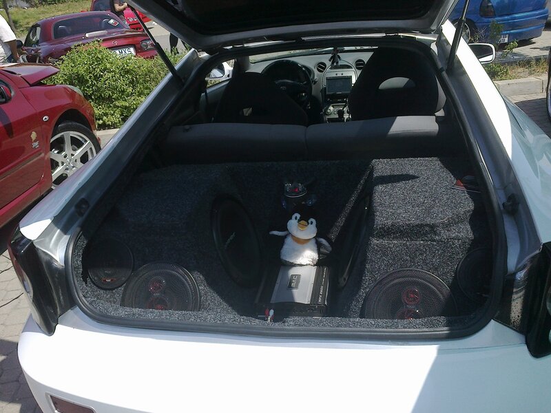 car trunk with sound system