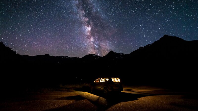 Car under Starry Sky — Black, Serene