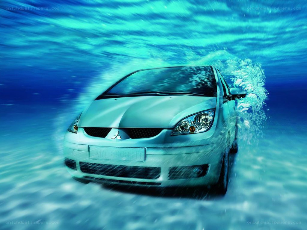 car underwater in motion