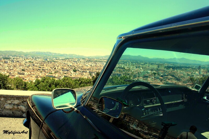 Car view of cityscape
