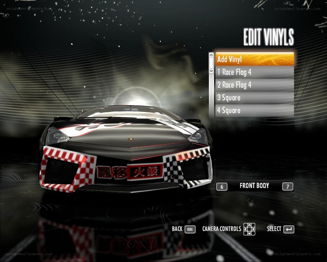 car vinyl customization screen