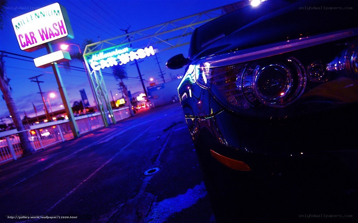 Car wash at night