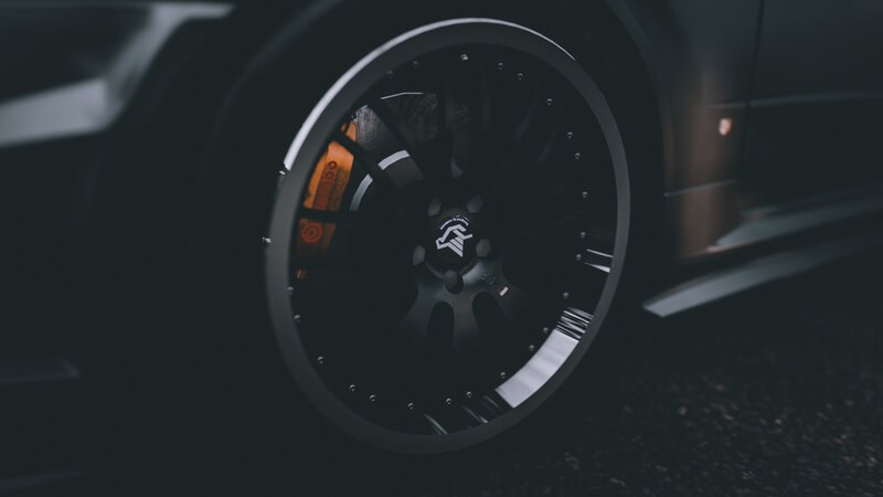 Car Wheel and Brake — Black, Dark