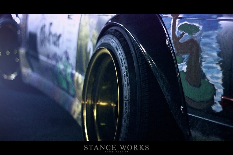 Car Wheel and Fender — Black, Dramatic, Night