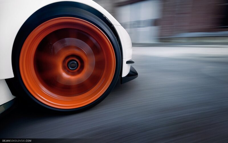 Car Wheel in Motion — White