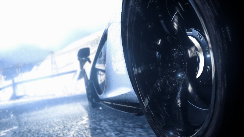 Car Wheel in Rain — Black, Dramatic