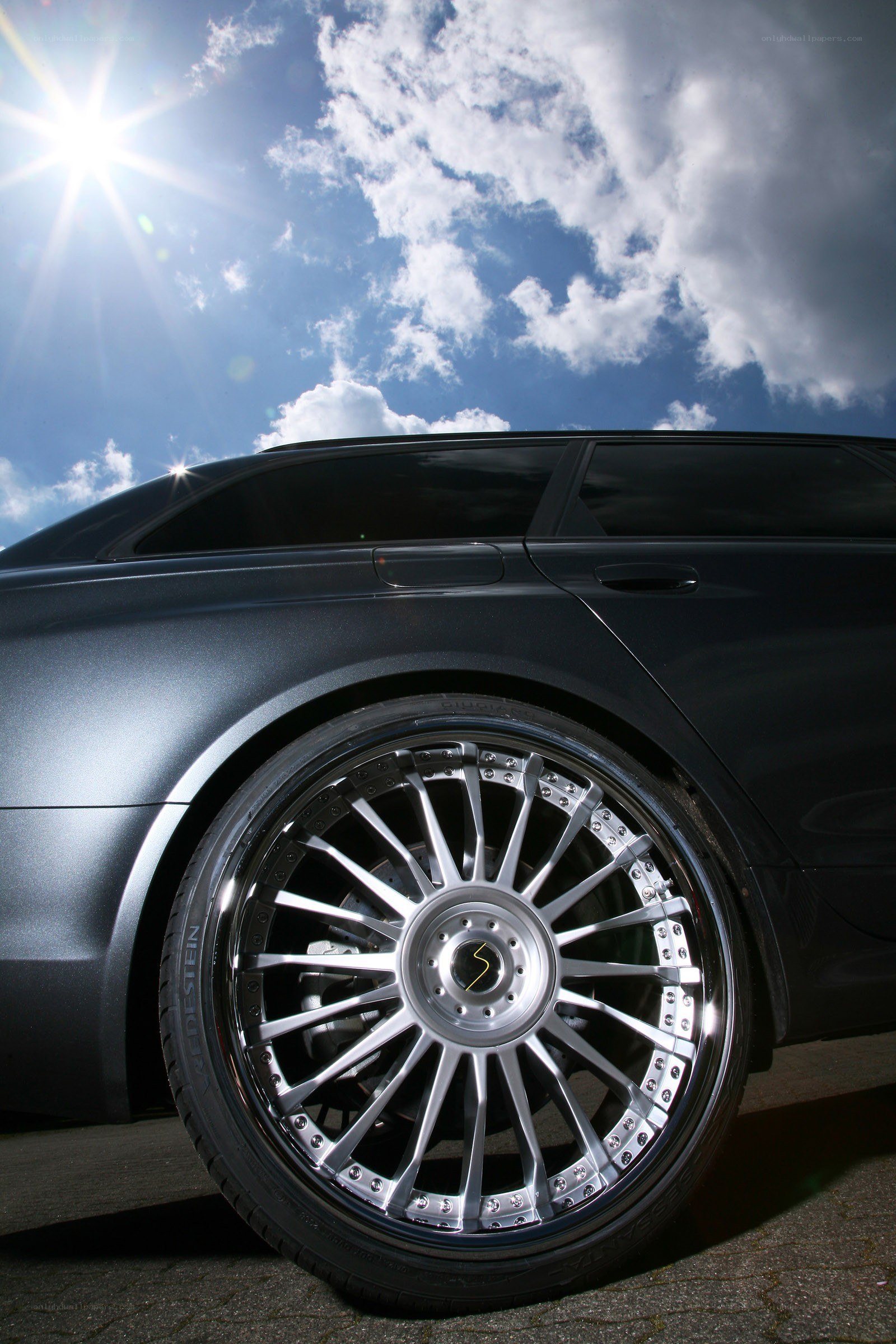 car wheel under sunny sky
