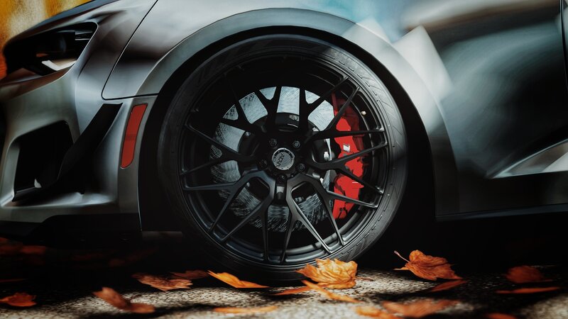 Car Wheel with Leaves