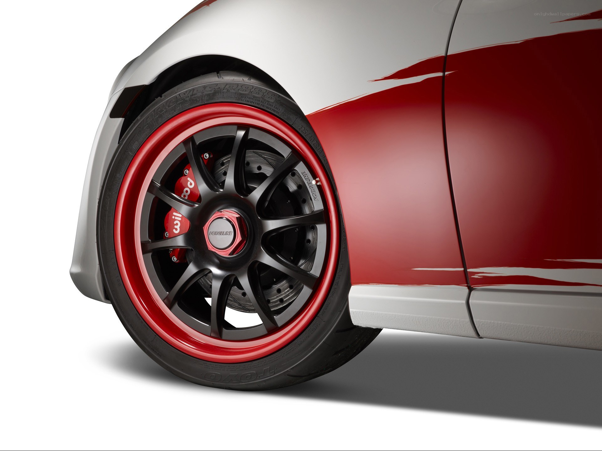 car wheel with red accents