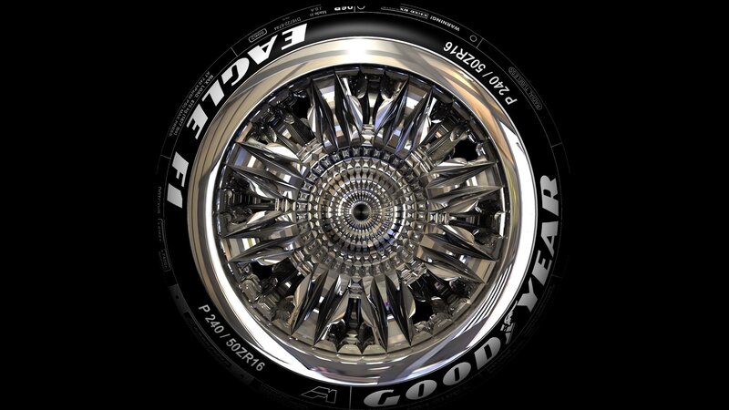 Car Wheel with Tire — Black, Dramatic