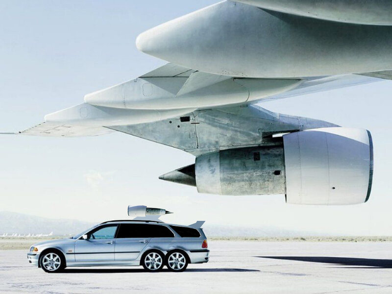 Car with airplane engine