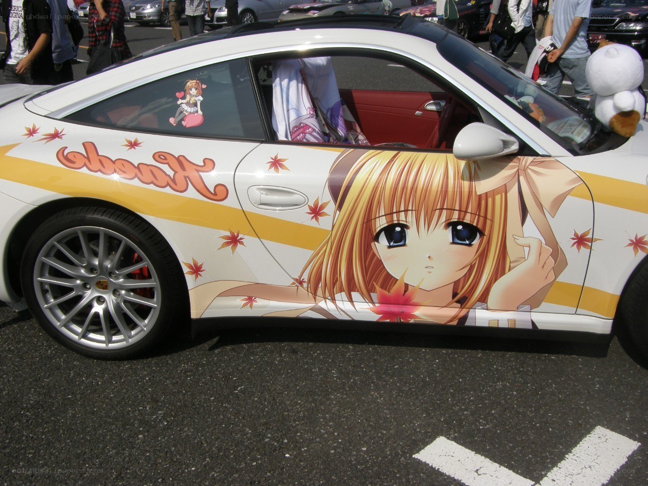 car with anime character decal