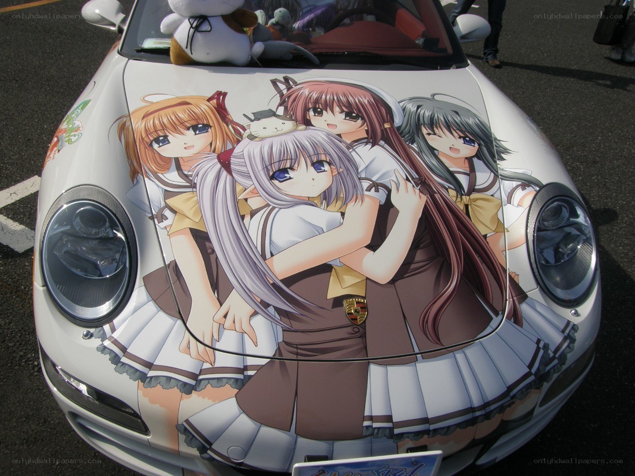 car with anime character decal