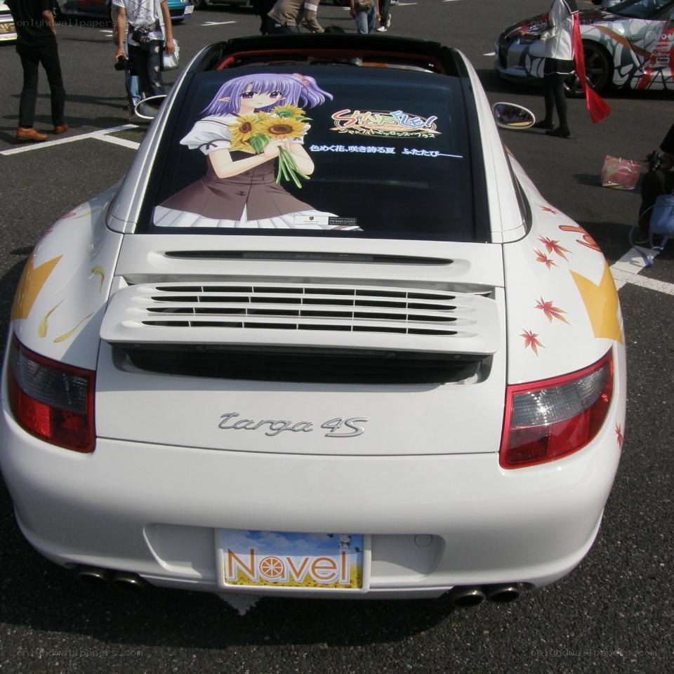 car with anime decal