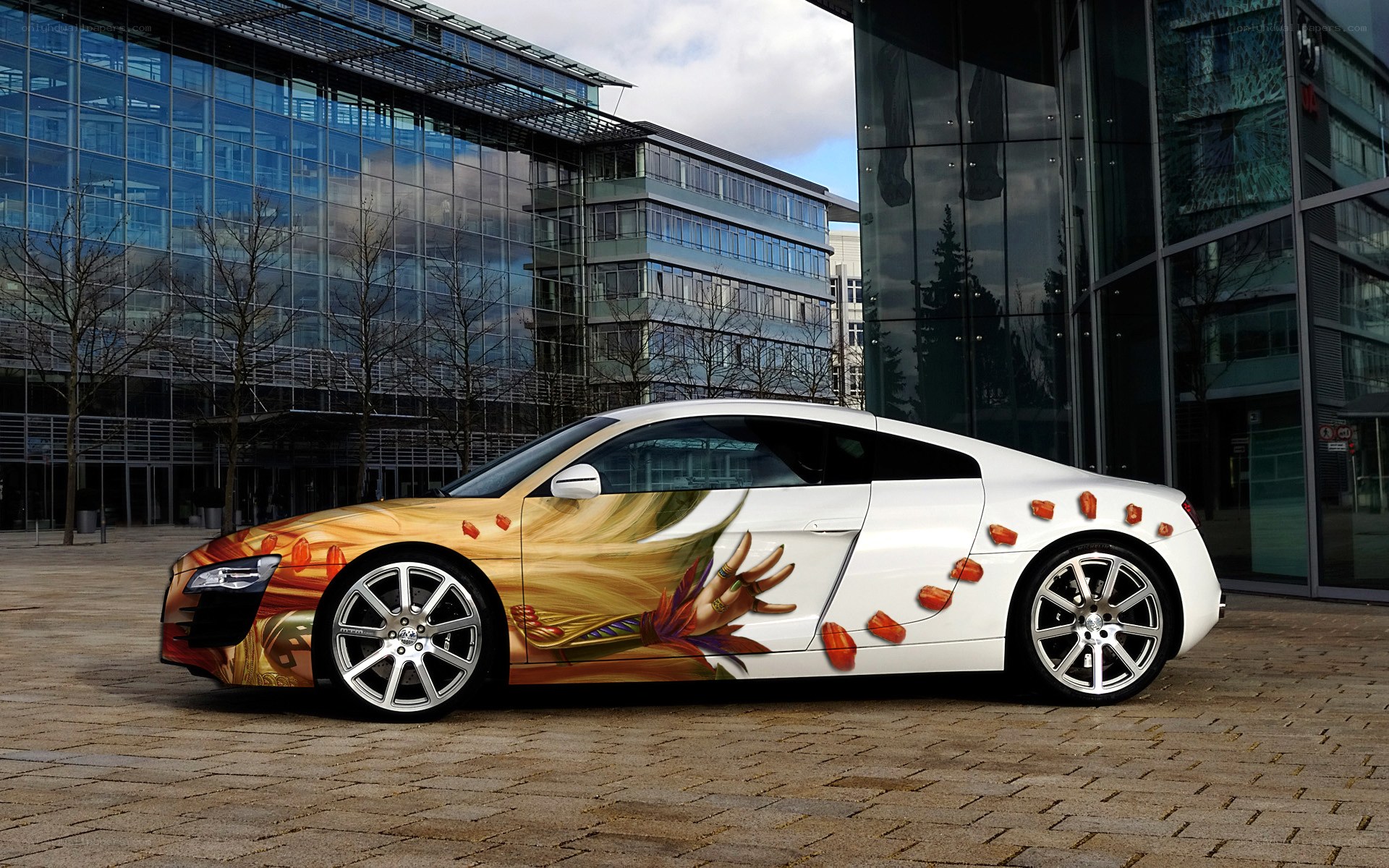 car with artistic wrap design
